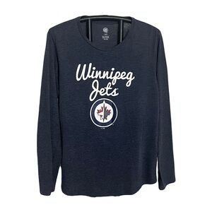 Winnipeg Jets NHL Long Sleeve T Shirt. Blue. Mens Size L. Good Used Condition.